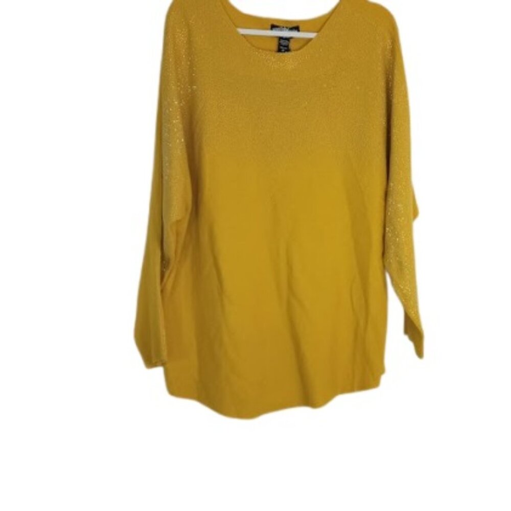 Oliver. O Womens Tunic Sweater Mustard Yellow Beaded Plus 2X New